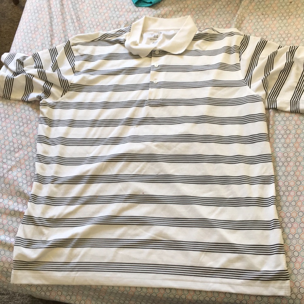 White polo with black stripes